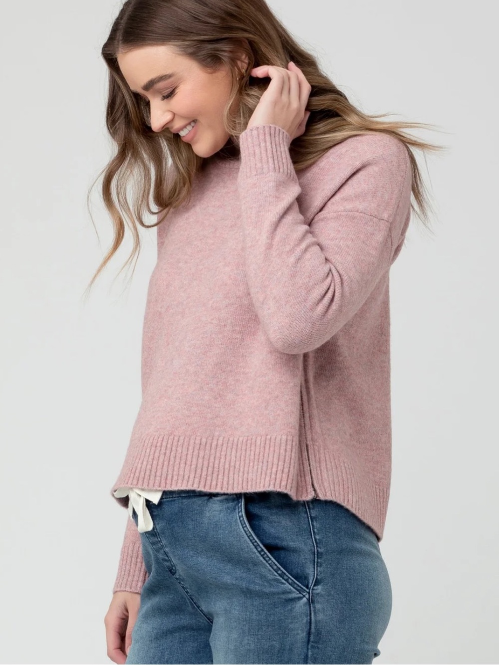 Ripe Maternity Jade Crop Nursing Knit Pink Sweater Women’s XS